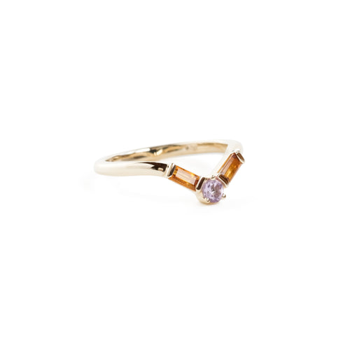 The Temple Ring with Amethyst and Citrine in Yellow Gold